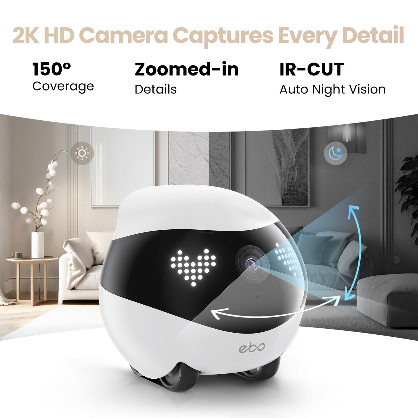 EBO Air 2 Smart Pet Robot | 2K Camera | App-Controlled | Auto Patrol | Laser Play